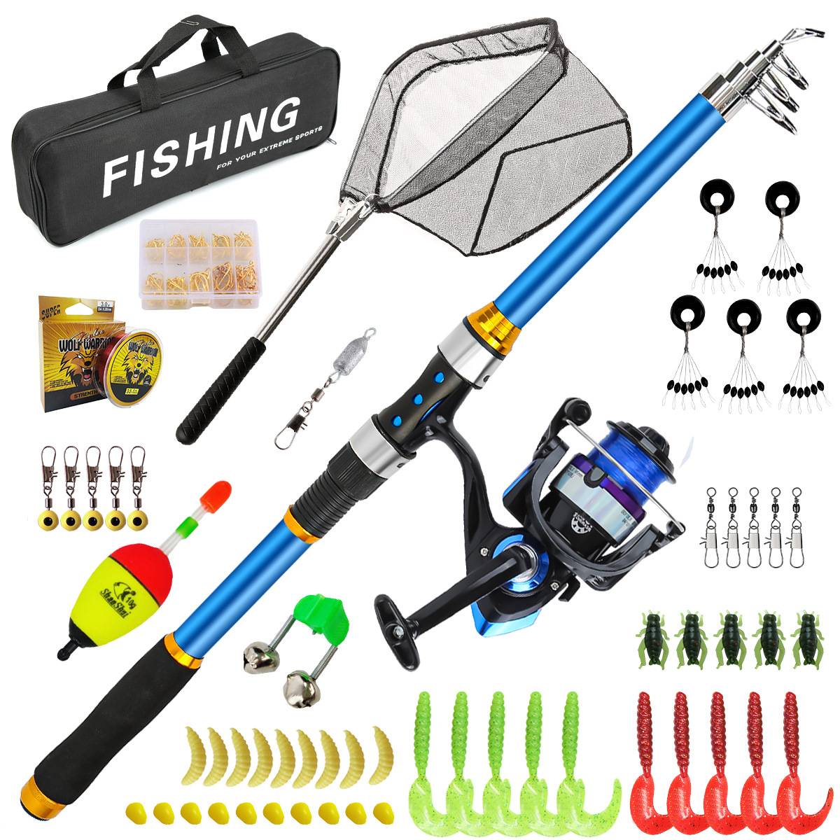 2.1-3.6M Telescopic Glass Fibe - đánh giá và giá Fishing Rod Combo
